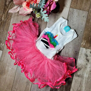 Mud Pie Baby Sleeveless White and Pink Cupcake Birthday Tutu Dress Size 12-18m